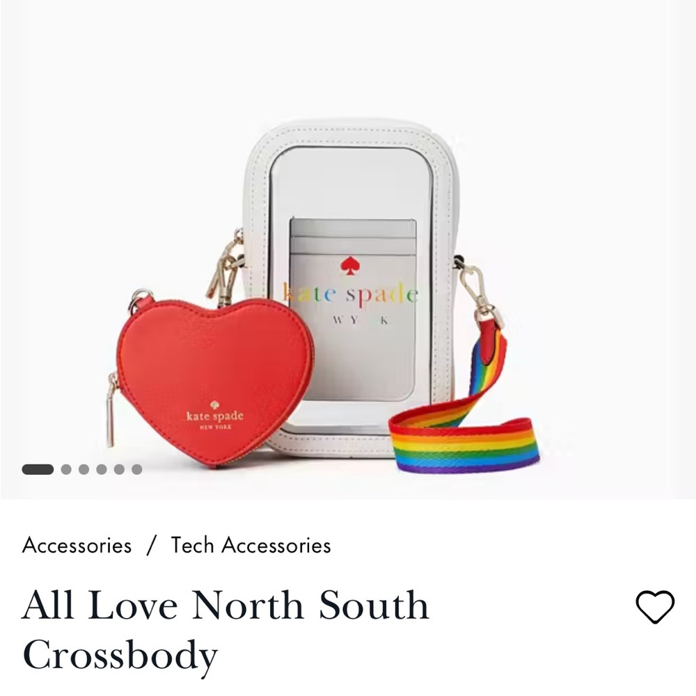 Kate Spade Heart Crossbody Bag with Rainbow Strap